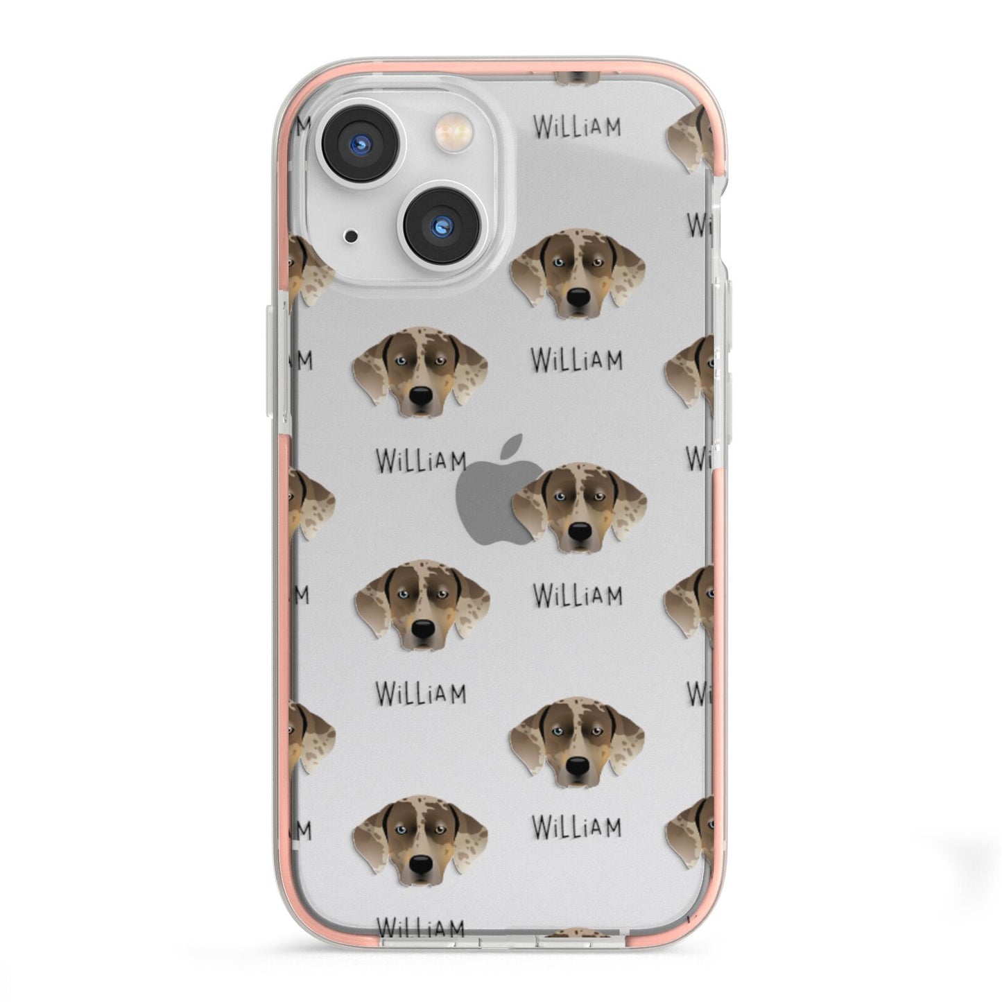Catahoula Leopard Dog Icon with Name iPhone 13 Mini TPU Impact Case with Pink Edges