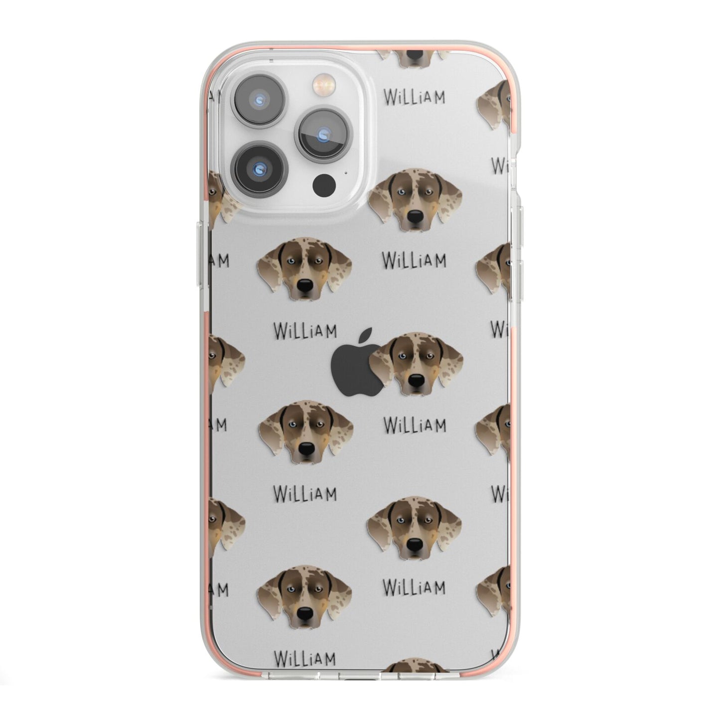 Catahoula Leopard Dog Icon with Name iPhone 13 Pro Max TPU Impact Case with Pink Edges
