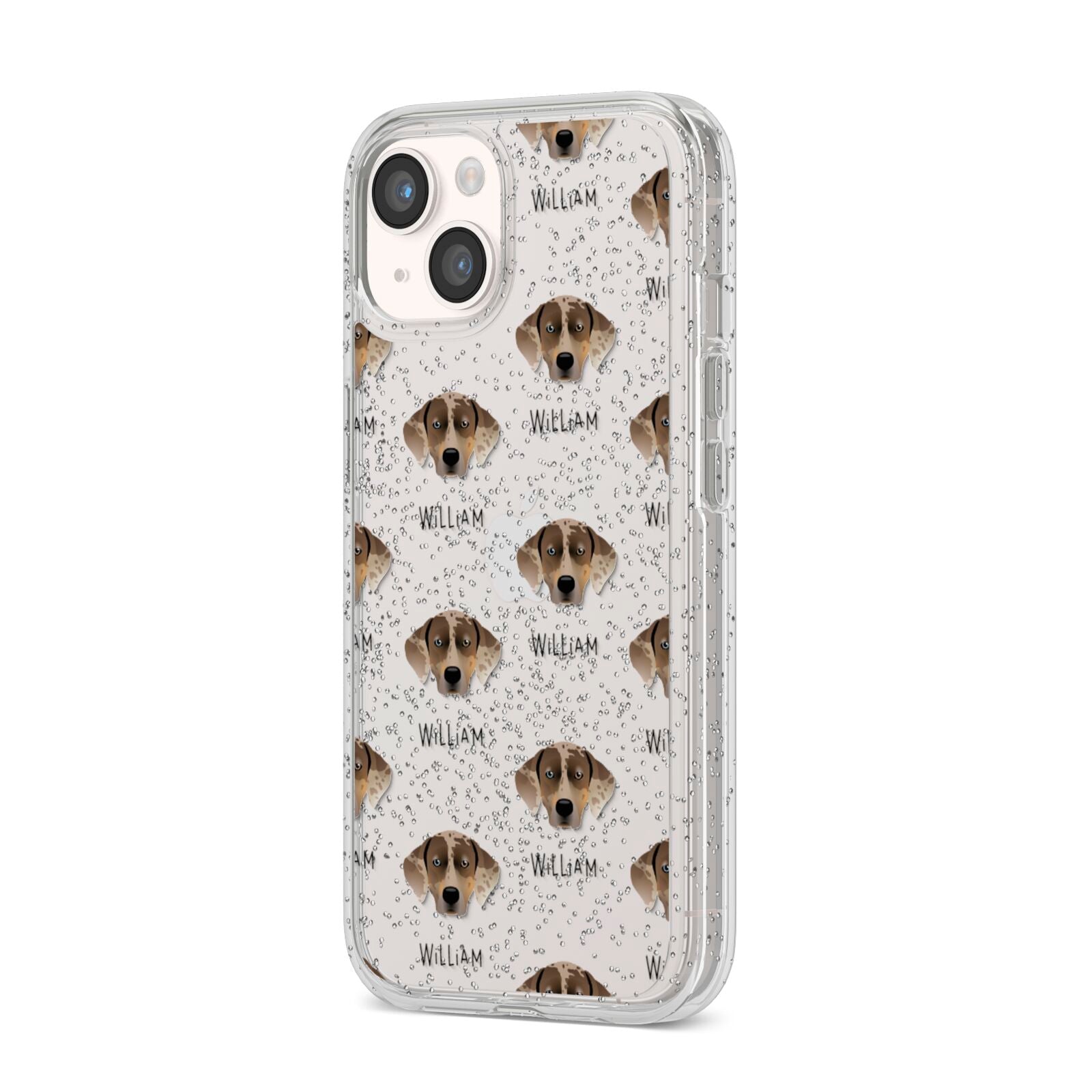 Catahoula Leopard Dog Icon with Name iPhone 14 Glitter Tough Case Starlight Angled Image