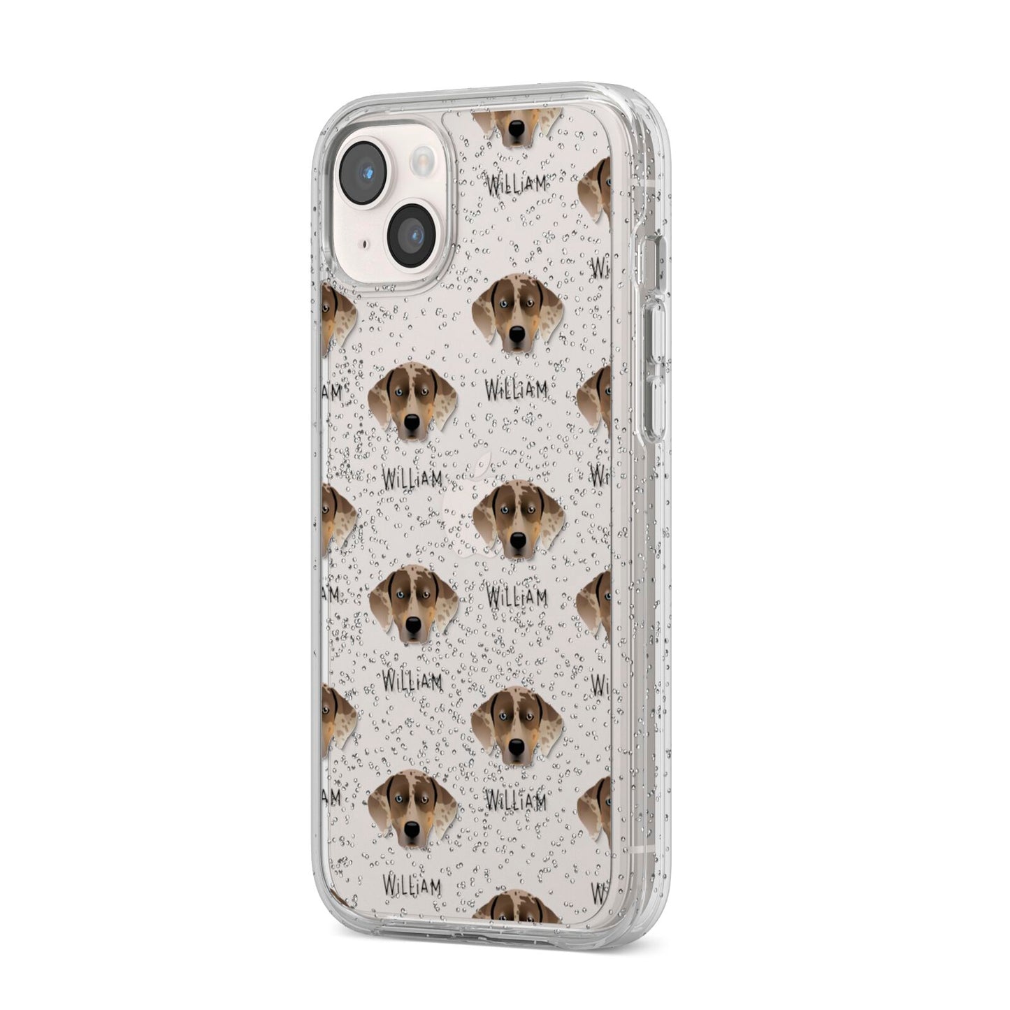 Catahoula Leopard Dog Icon with Name iPhone 14 Plus Glitter Tough Case Starlight Angled Image
