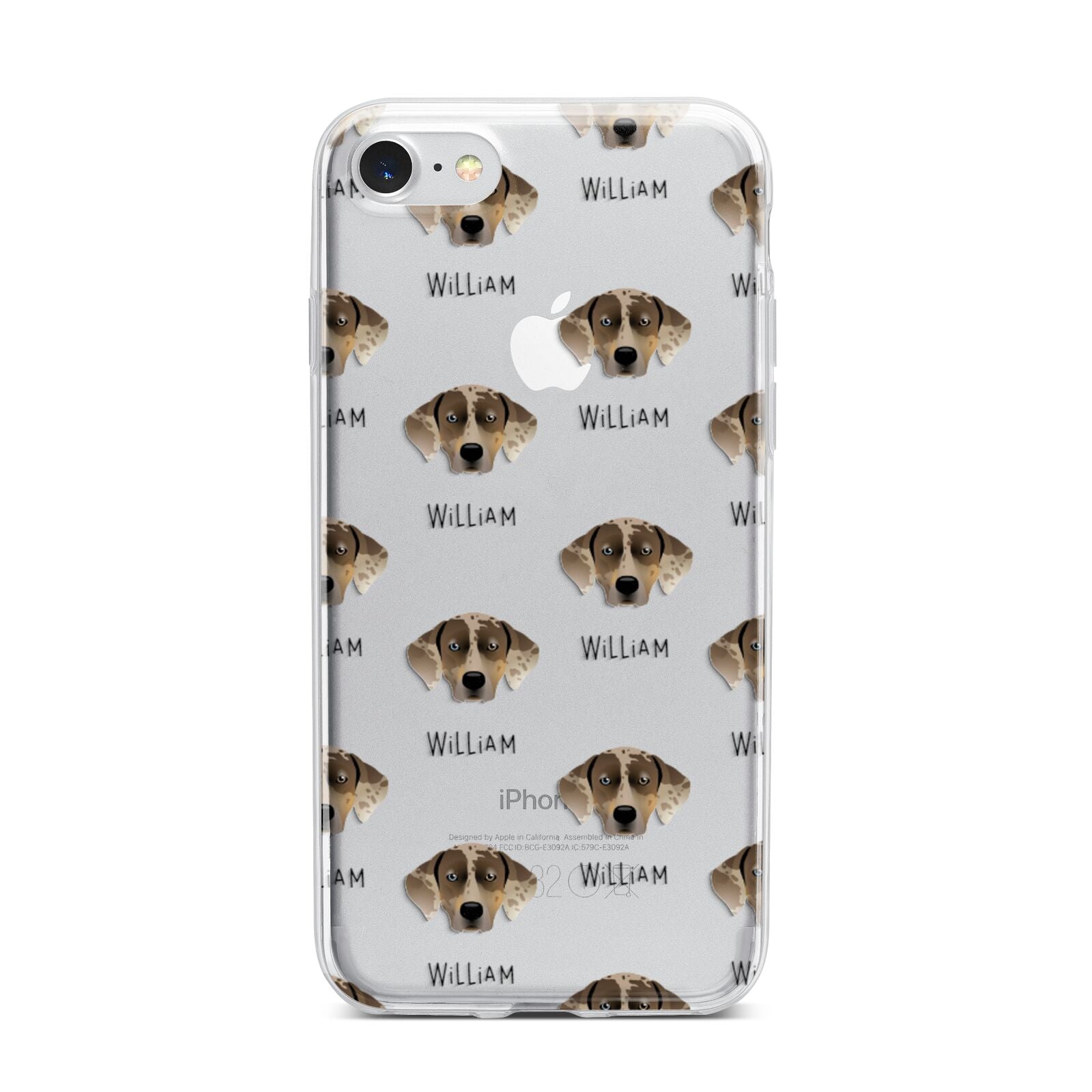 Catahoula Leopard Dog Icon with Name iPhone 7 Bumper Case on Silver iPhone