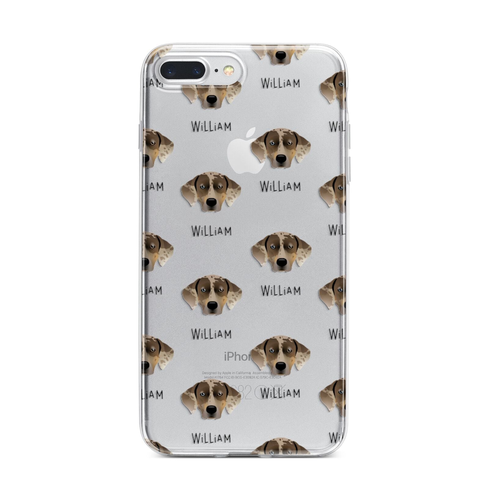 Catahoula Leopard Dog Icon with Name iPhone 7 Plus Bumper Case on Silver iPhone