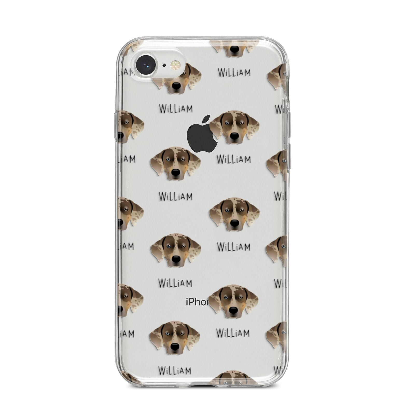 Catahoula Leopard Dog Icon with Name iPhone 8 Bumper Case on Silver iPhone