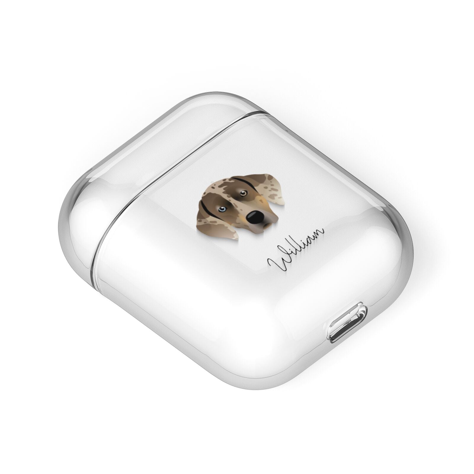 Catahoula Leopard Dog Personalised AirPods Case Laid Flat