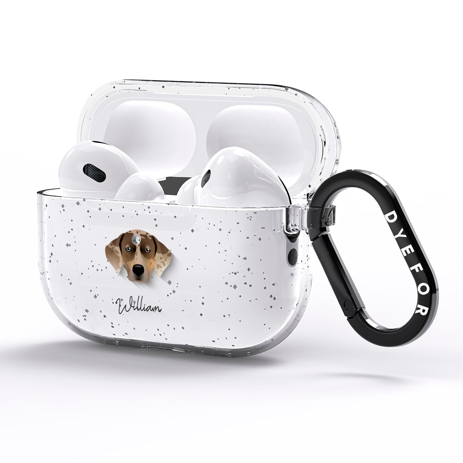 Catahoula Leopard Dog Personalised AirPods Pro Glitter Case Side Image