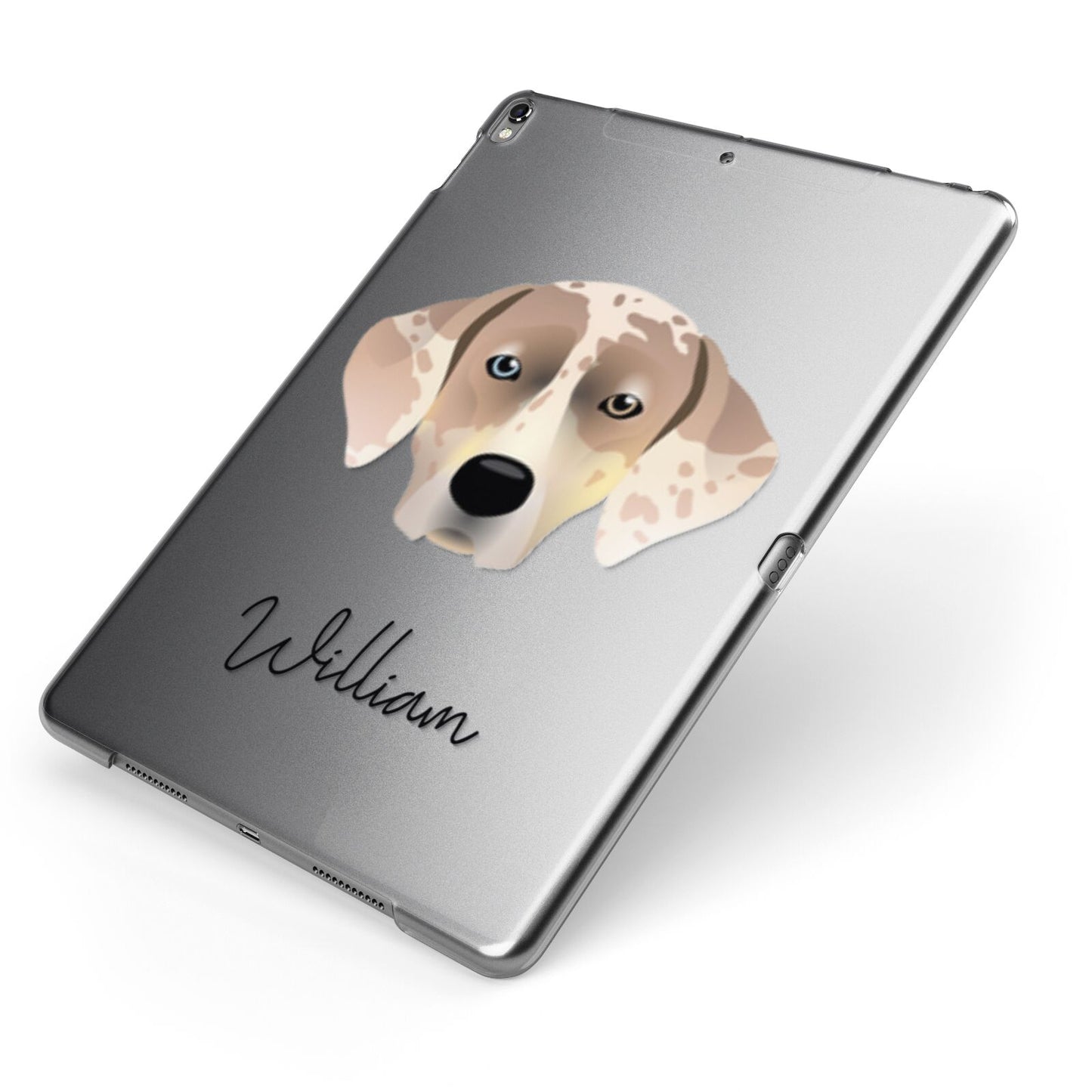 Catahoula Leopard Dog Personalised Apple iPad Case on Grey iPad Side View