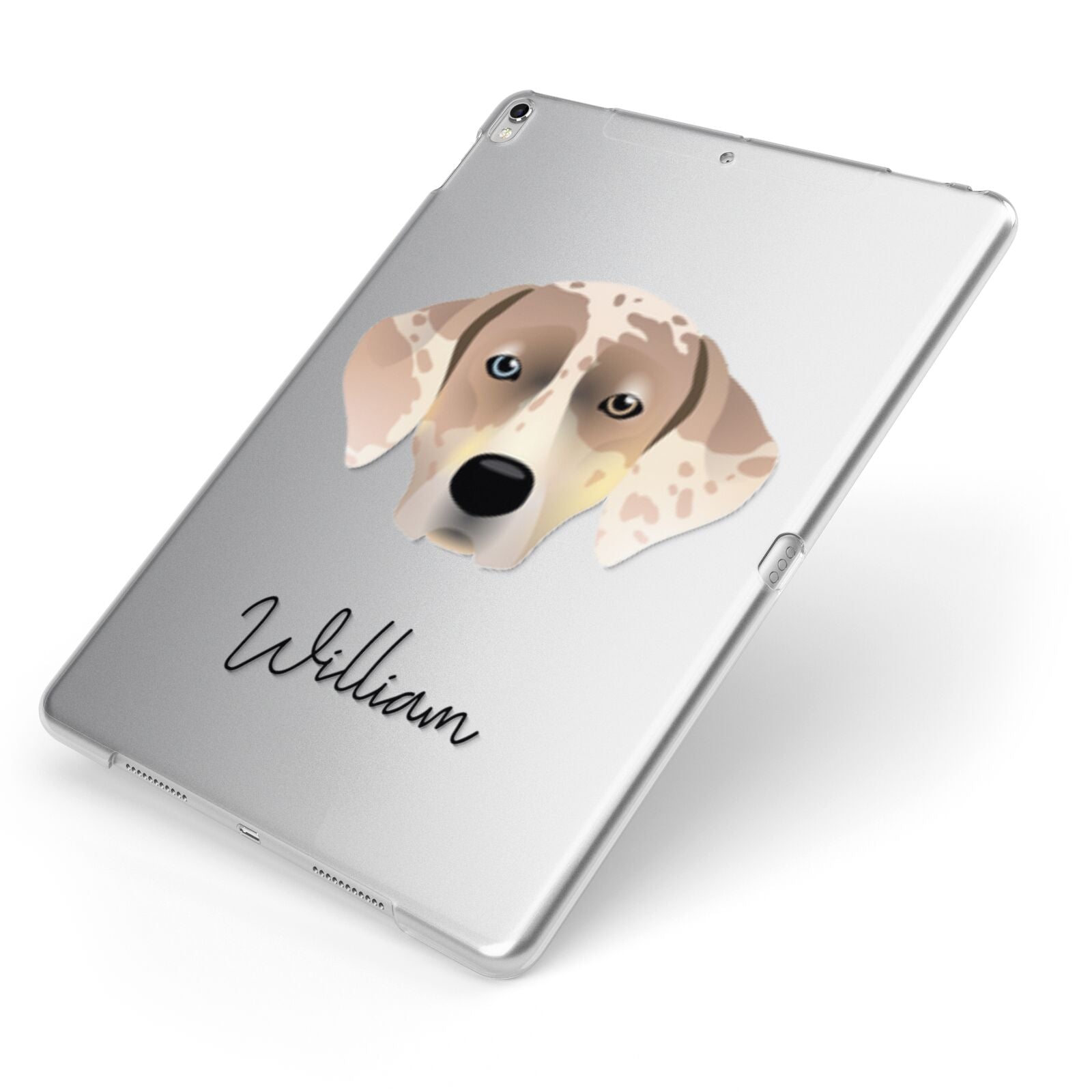 Catahoula Leopard Dog Personalised Apple iPad Case on Silver iPad Side View