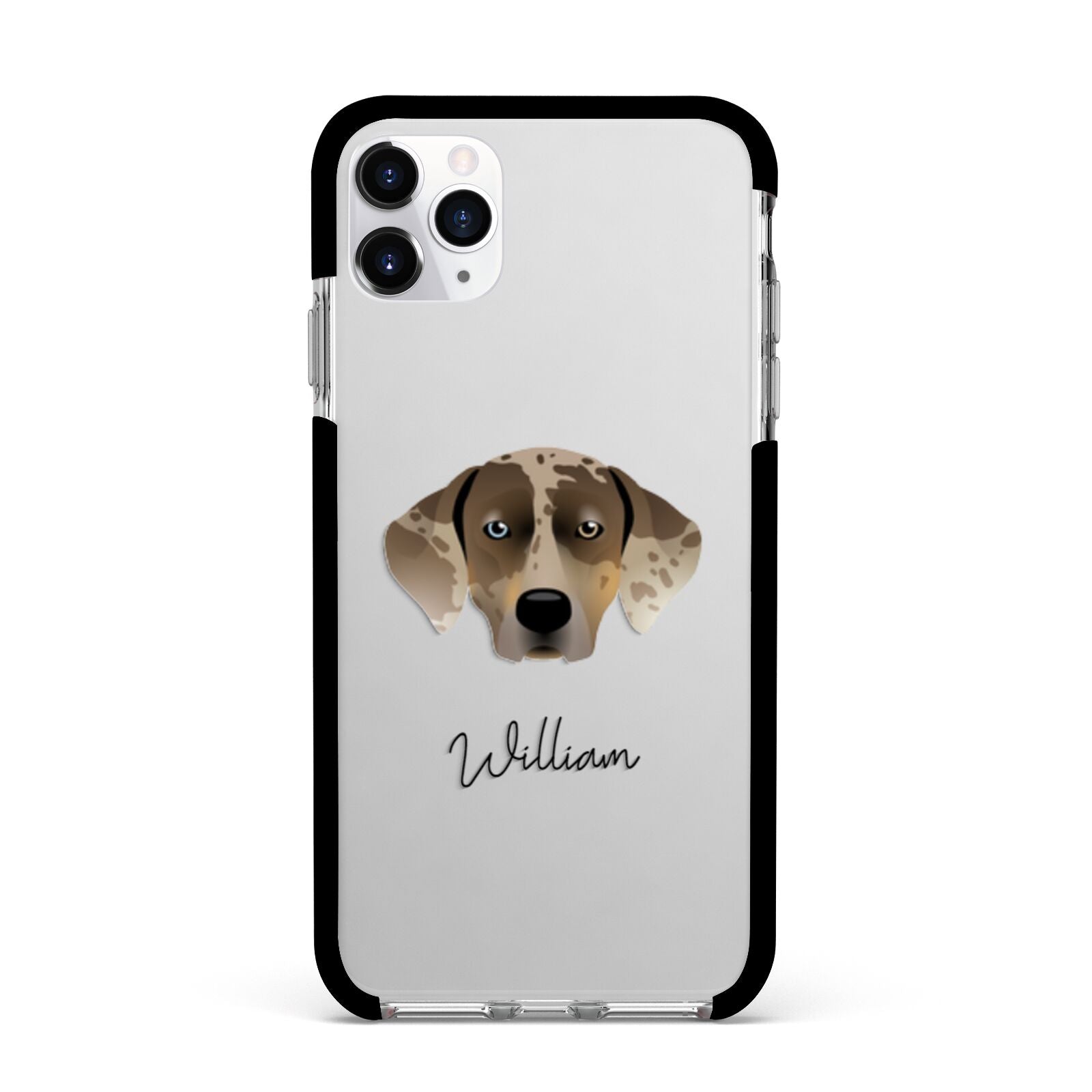 Catahoula Leopard Dog Personalised Apple iPhone 11 Pro Max in Silver with Black Impact Case