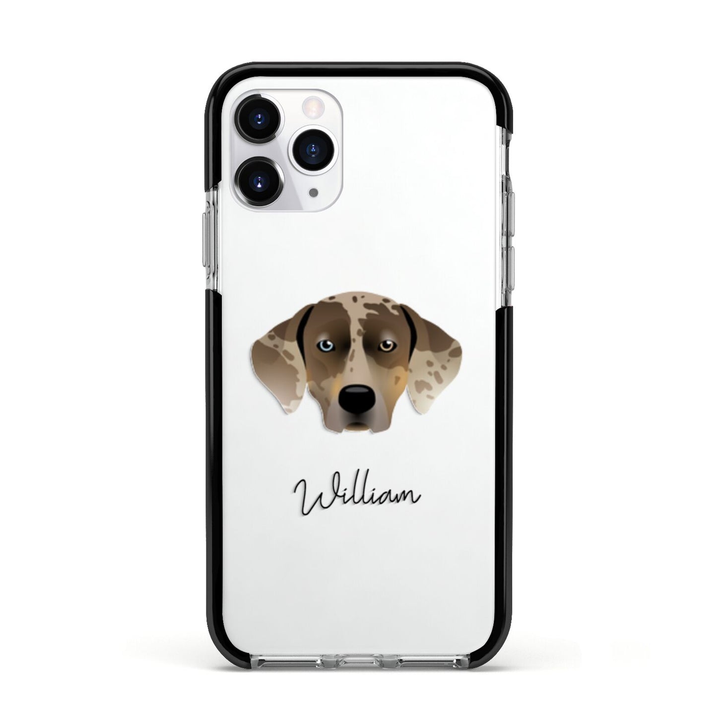 Catahoula Leopard Dog Personalised Apple iPhone 11 Pro in Silver with Black Impact Case