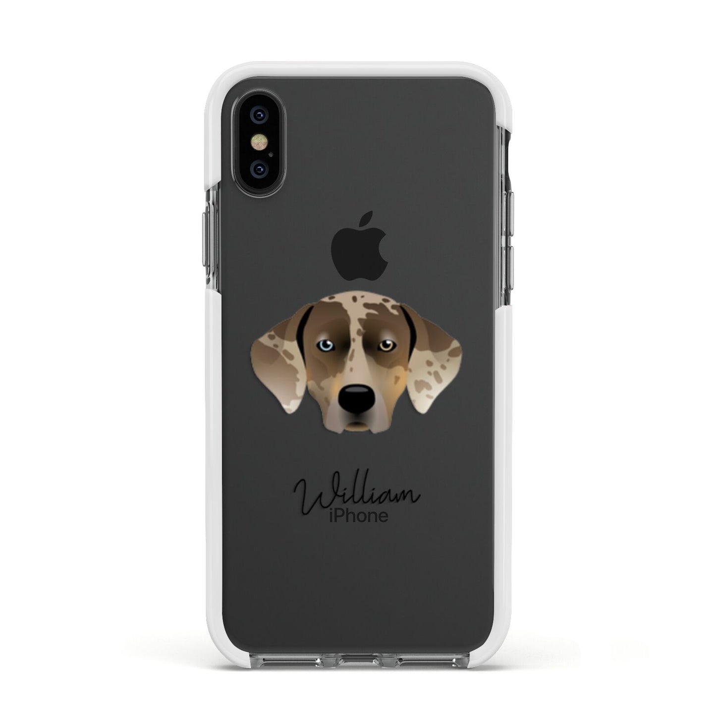 Catahoula Leopard Dog Personalised Apple iPhone Xs Impact Case White Edge on Black Phone