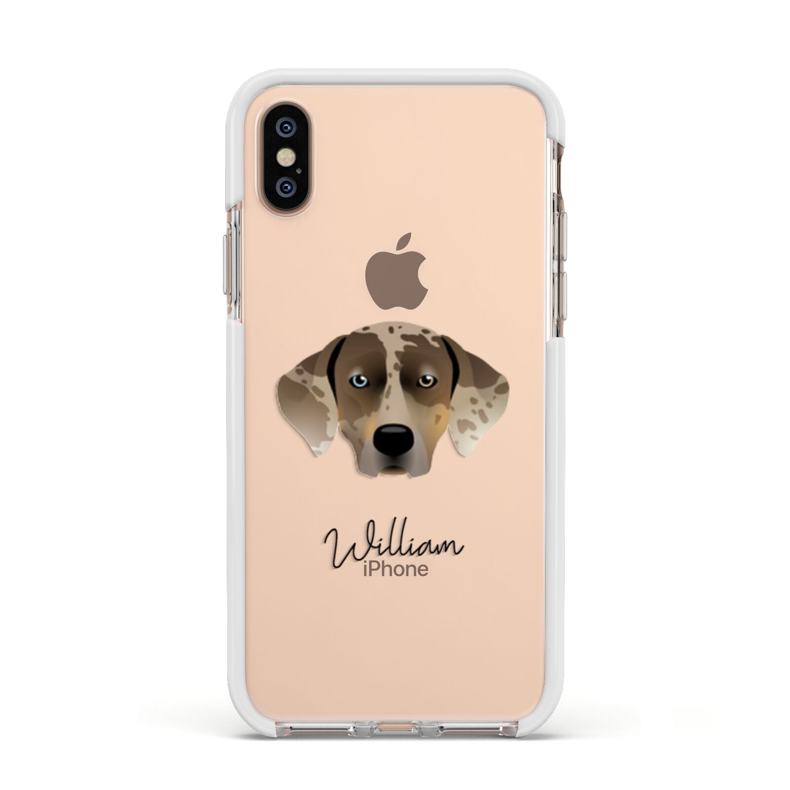 Catahoula Leopard Dog Personalised Apple iPhone Xs Impact Case White Edge on Gold Phone