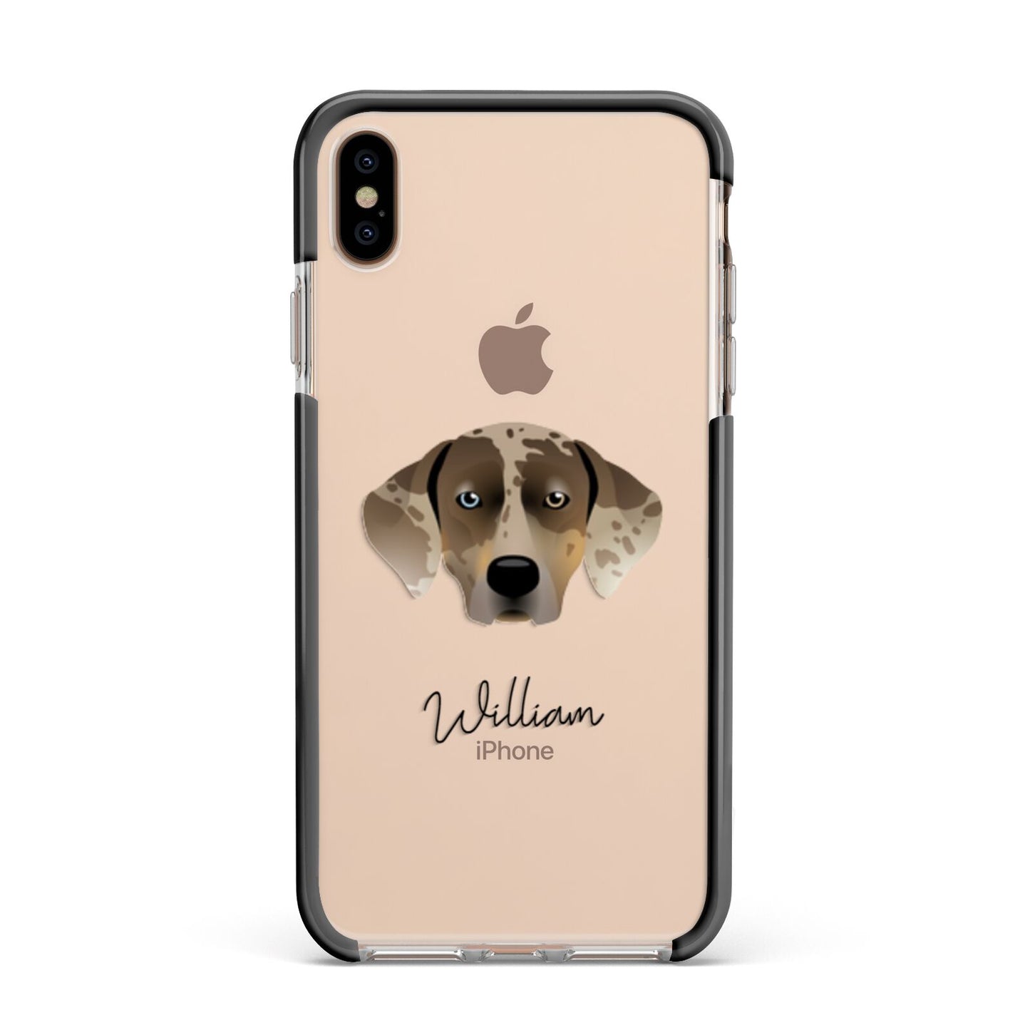 Catahoula Leopard Dog Personalised Apple iPhone Xs Max Impact Case Black Edge on Gold Phone