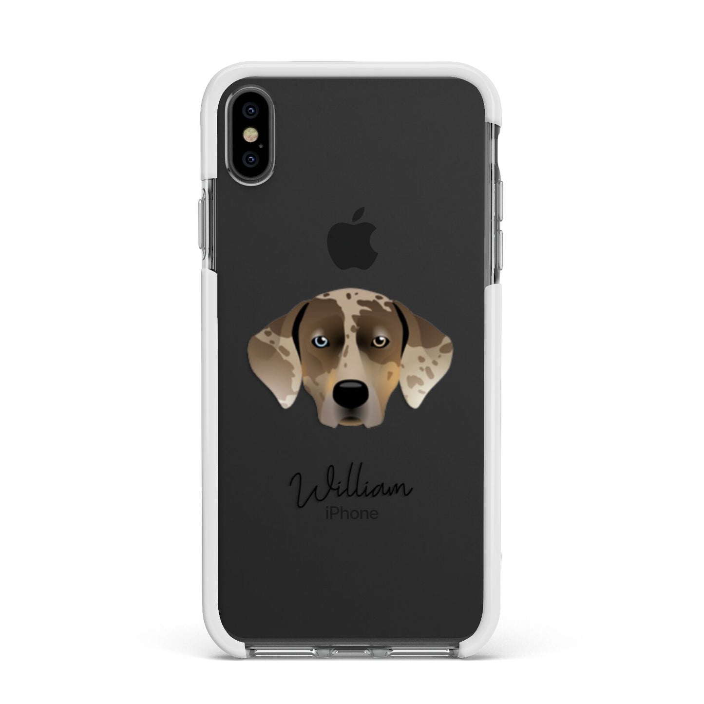 Catahoula Leopard Dog Personalised Apple iPhone Xs Max Impact Case White Edge on Black Phone