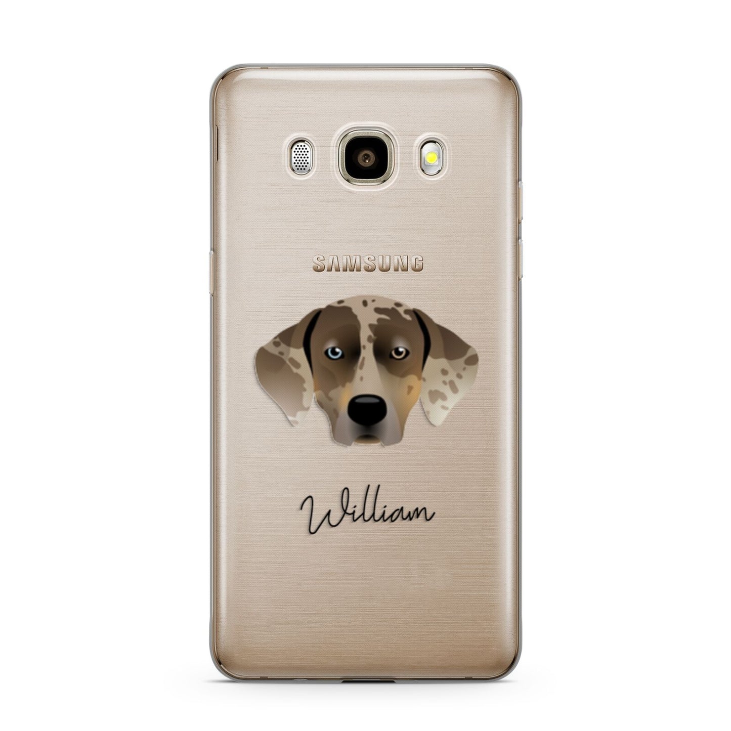 Catahoula Leopard Dog Personalised Samsung Galaxy J7 2016 Case on gold phone