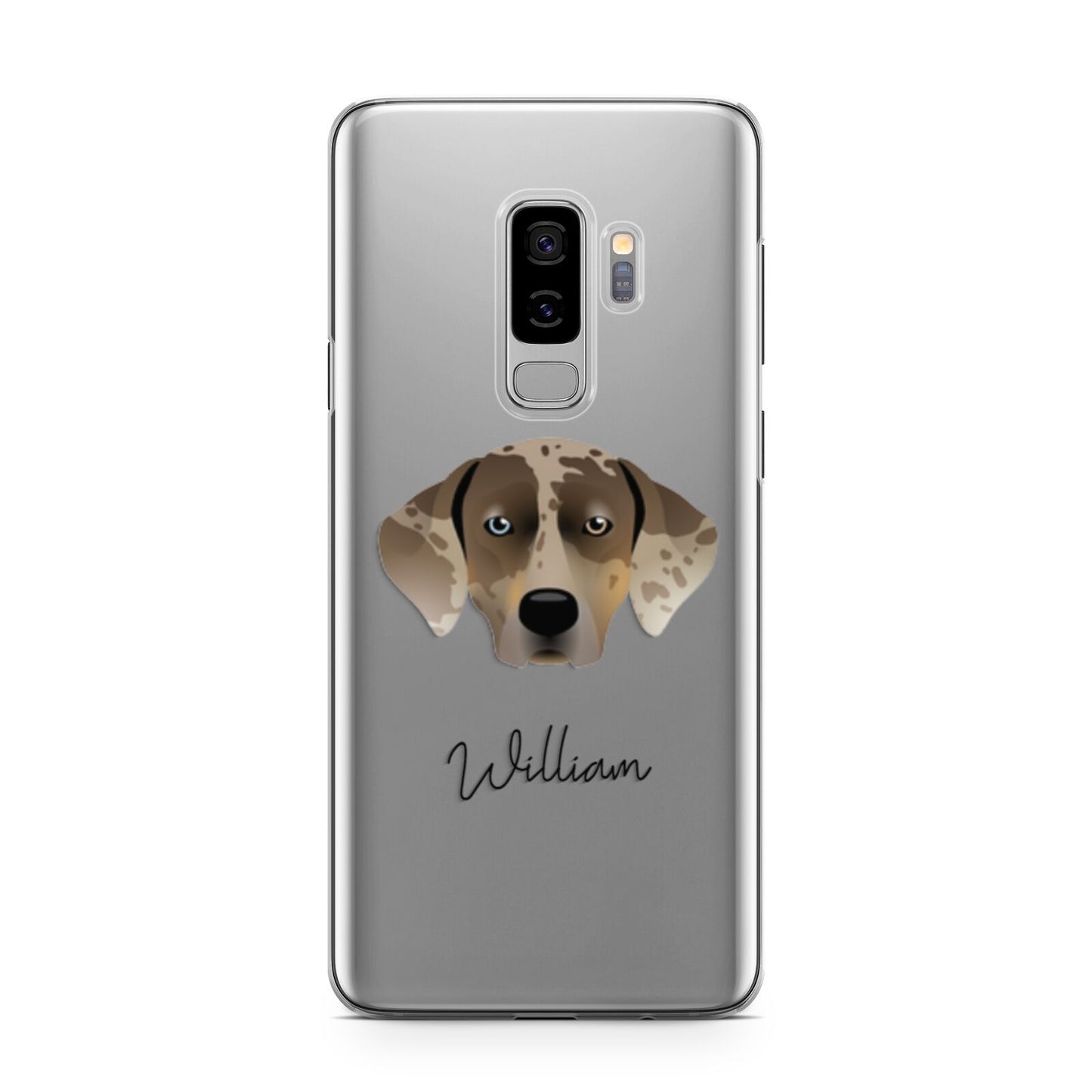 Catahoula Leopard Dog Personalised Samsung Galaxy S9 Plus Case on Silver phone