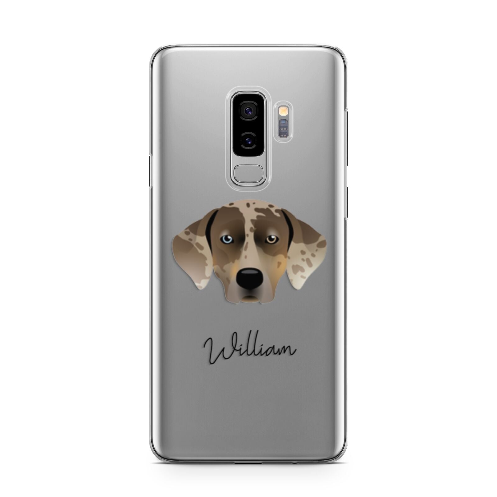 Catahoula Leopard Dog Personalised Samsung Galaxy S9 Plus Case on Silver phone