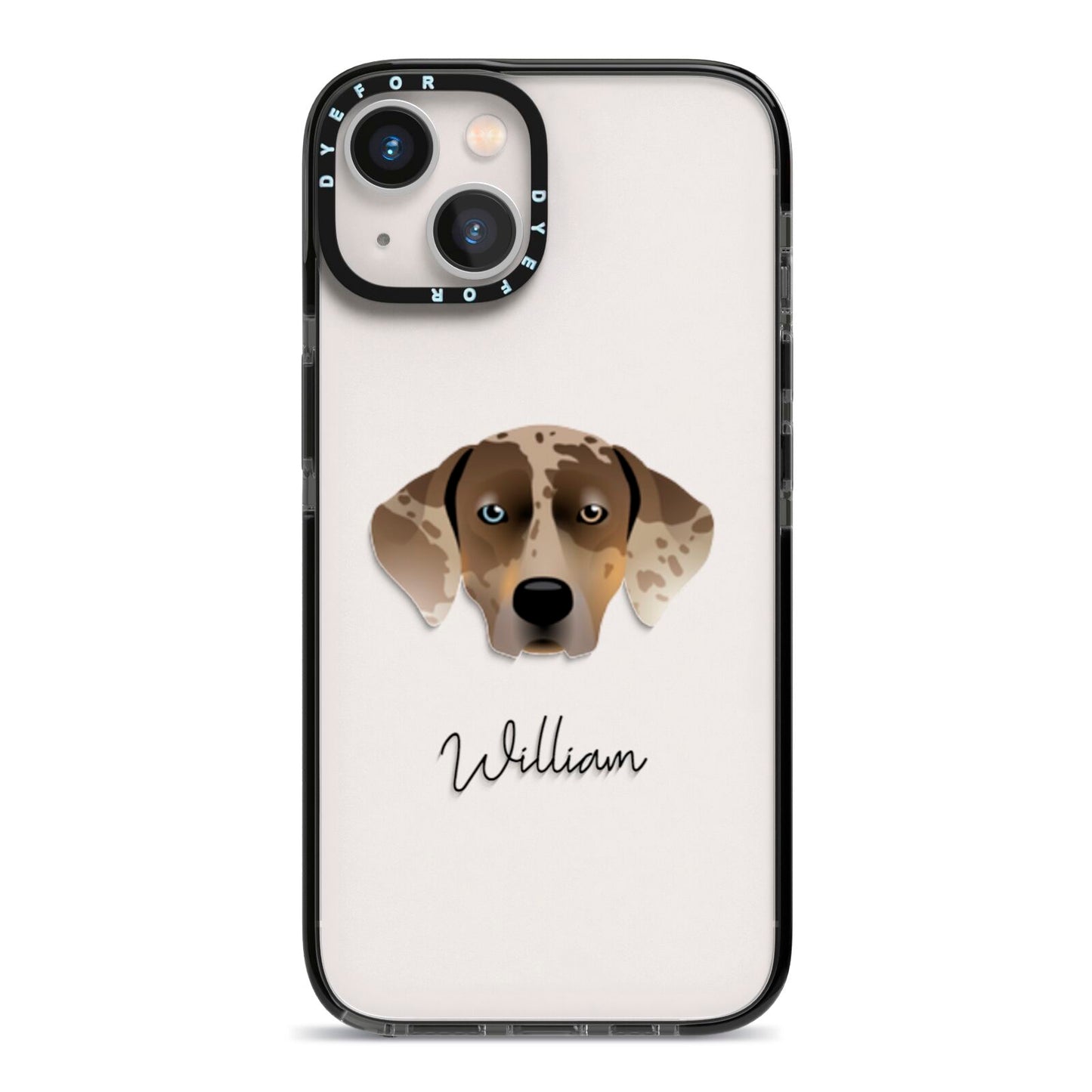 Catahoula Leopard Dog Personalised iPhone 13 Black Impact Case on Silver phone