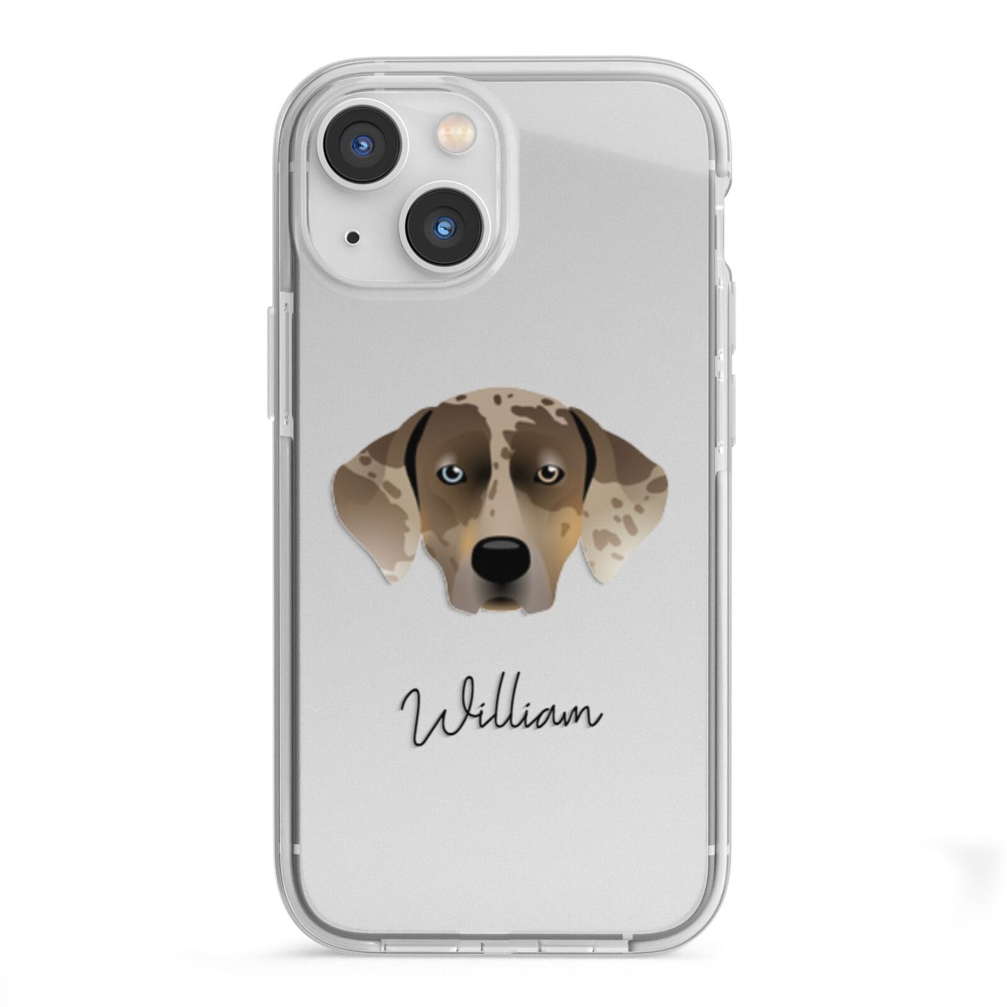 Catahoula Leopard Dog Personalised iPhone 13 Mini TPU Impact Case with White Edges