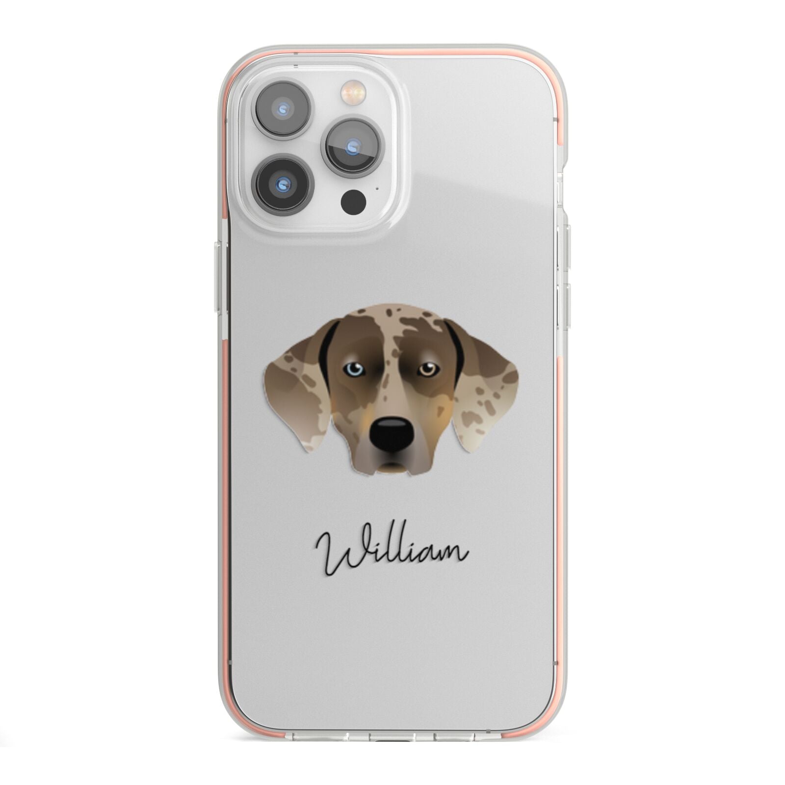 Catahoula Leopard Dog Personalised iPhone 13 Pro Max TPU Impact Case with Pink Edges