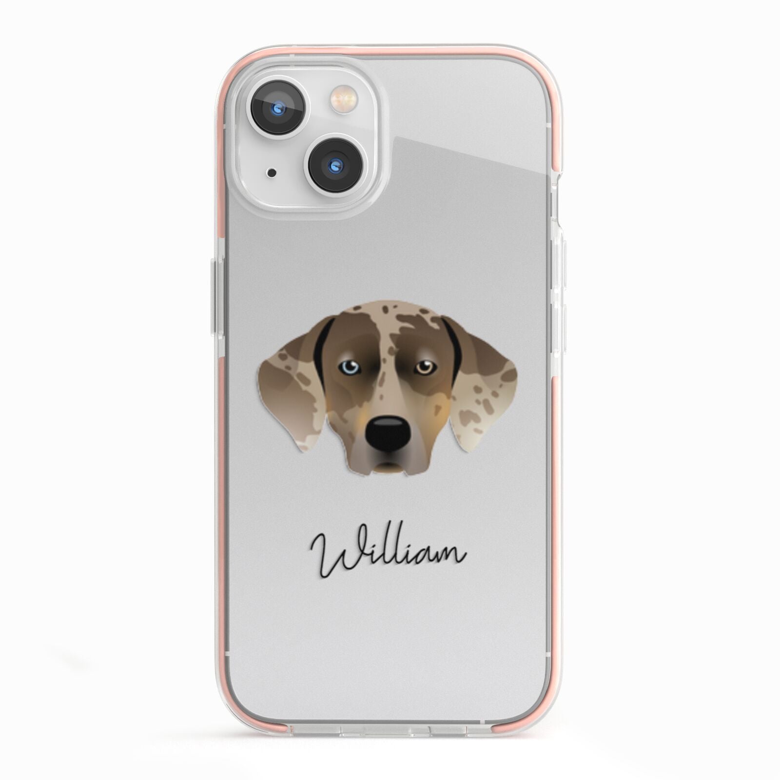 Catahoula Leopard Dog Personalised iPhone 13 TPU Impact Case with Pink Edges