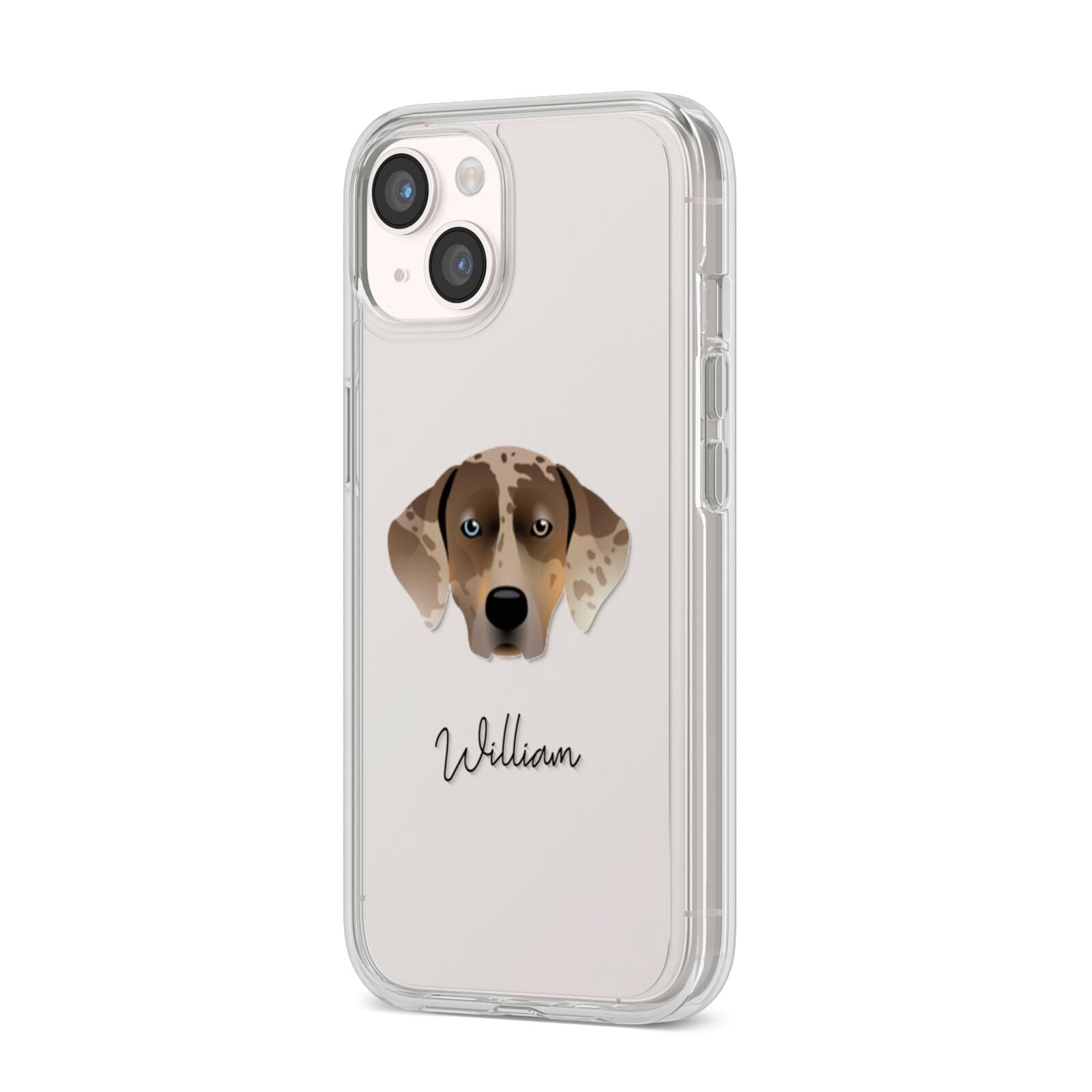 Catahoula Leopard Dog Personalised iPhone 14 Clear Tough Case Starlight Angled Image