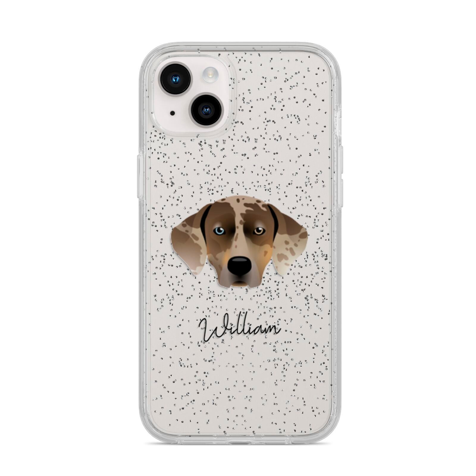 Catahoula Leopard Dog Personalised iPhone 14 Plus Glitter Tough Case Starlight
