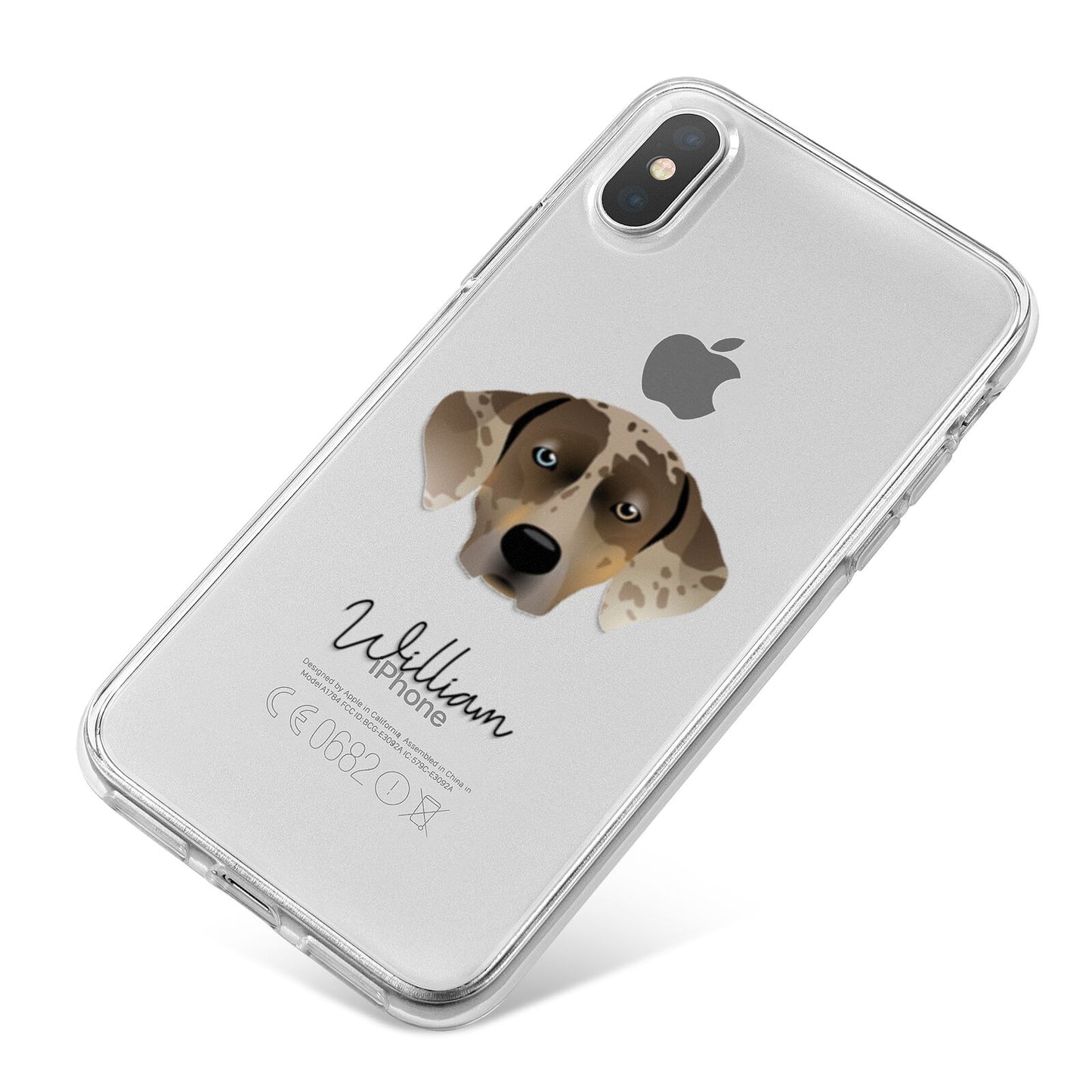 Catahoula Leopard Dog Personalised iPhone X Bumper Case on Silver iPhone