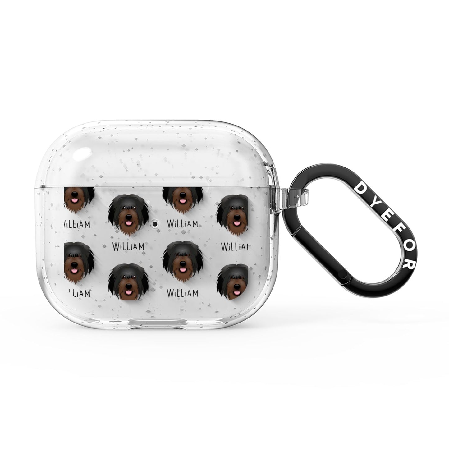 Catalan Sheepdog Icon with Name AirPods Glitter Case 3rd Gen