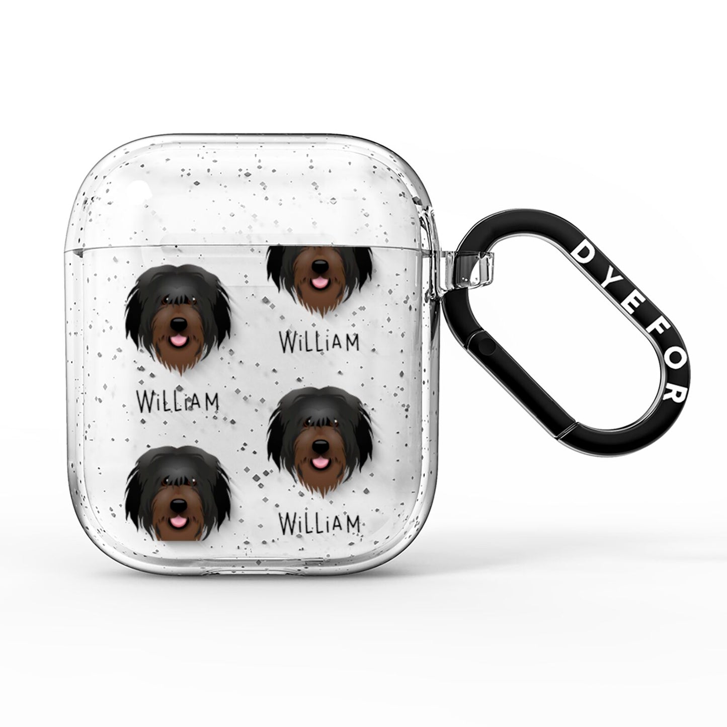 Catalan Sheepdog Icon with Name AirPods Glitter Case