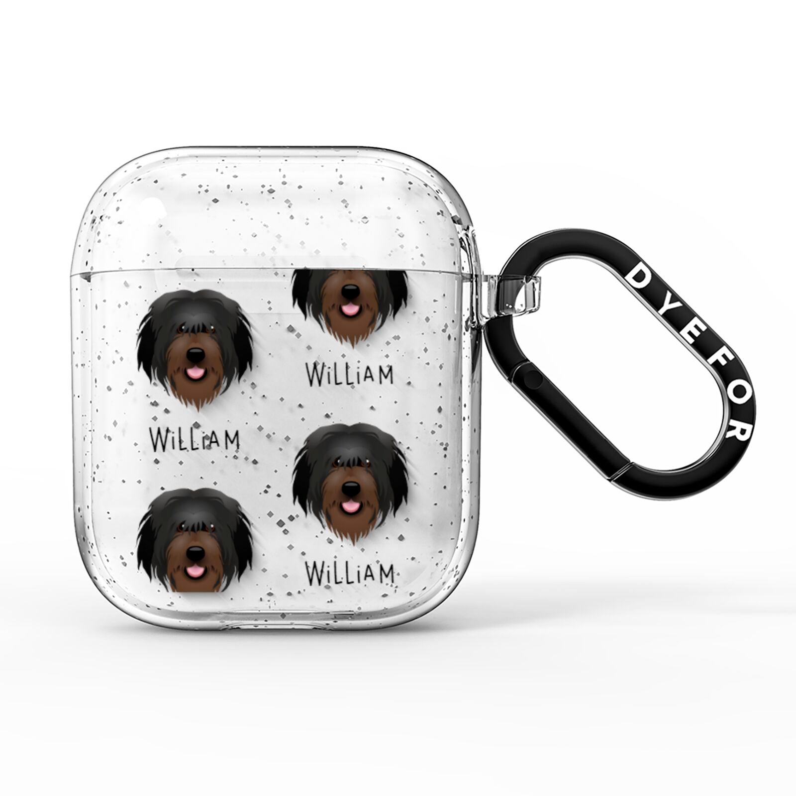 Catalan Sheepdog Icon with Name AirPods Glitter Case