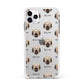 Catalan Sheepdog Icon with Name Apple iPhone 11 Pro Max in Silver with White Impact Case