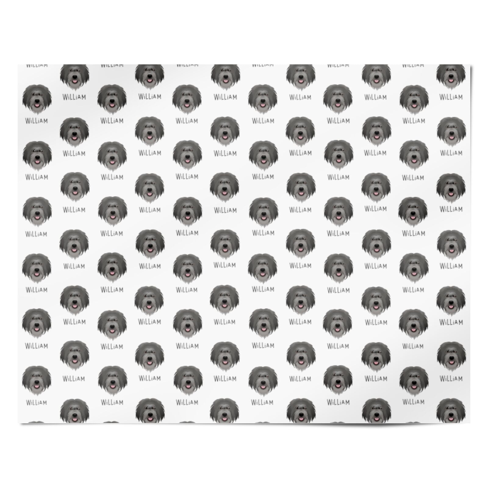 Catalan Sheepdog Icon with Name Personalised Wrapping Paper Alternative