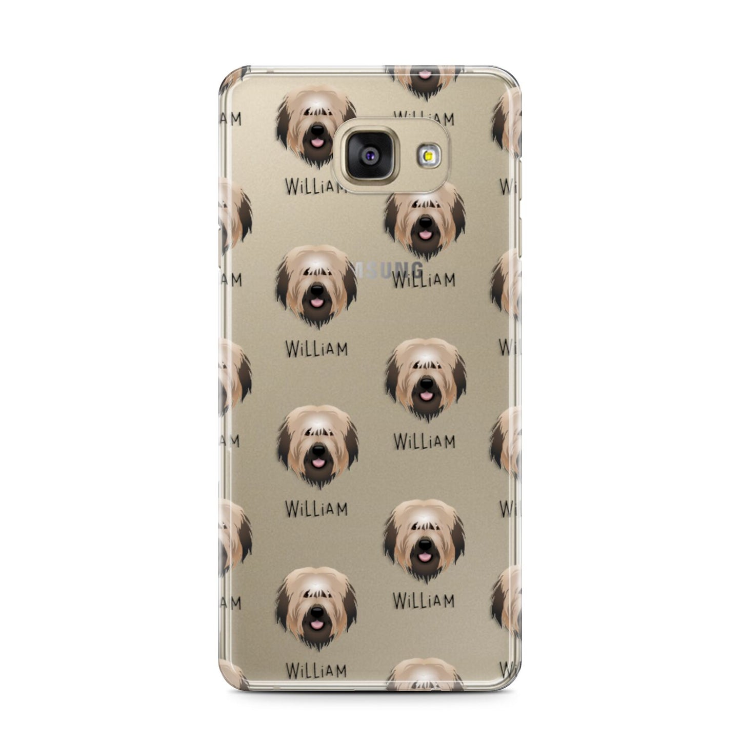 Catalan Sheepdog Icon with Name Samsung Galaxy A7 2016 Case on gold phone