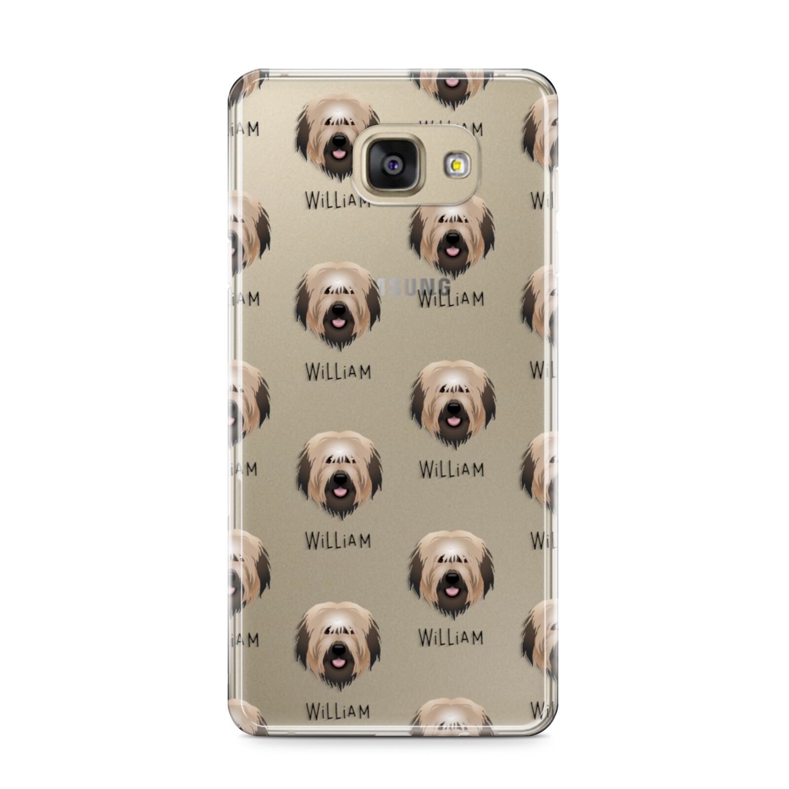 Catalan Sheepdog Icon with Name Samsung Galaxy A9 2016 Case on gold phone