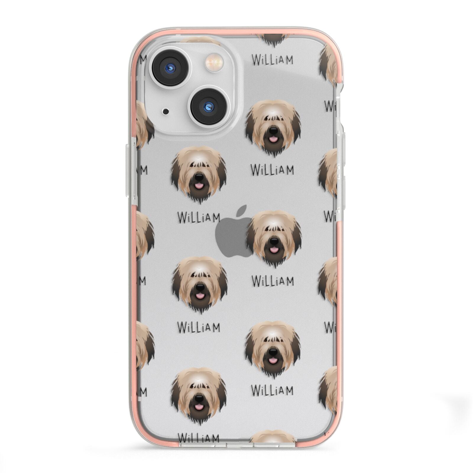 Catalan Sheepdog Icon with Name iPhone 13 Mini TPU Impact Case with Pink Edges