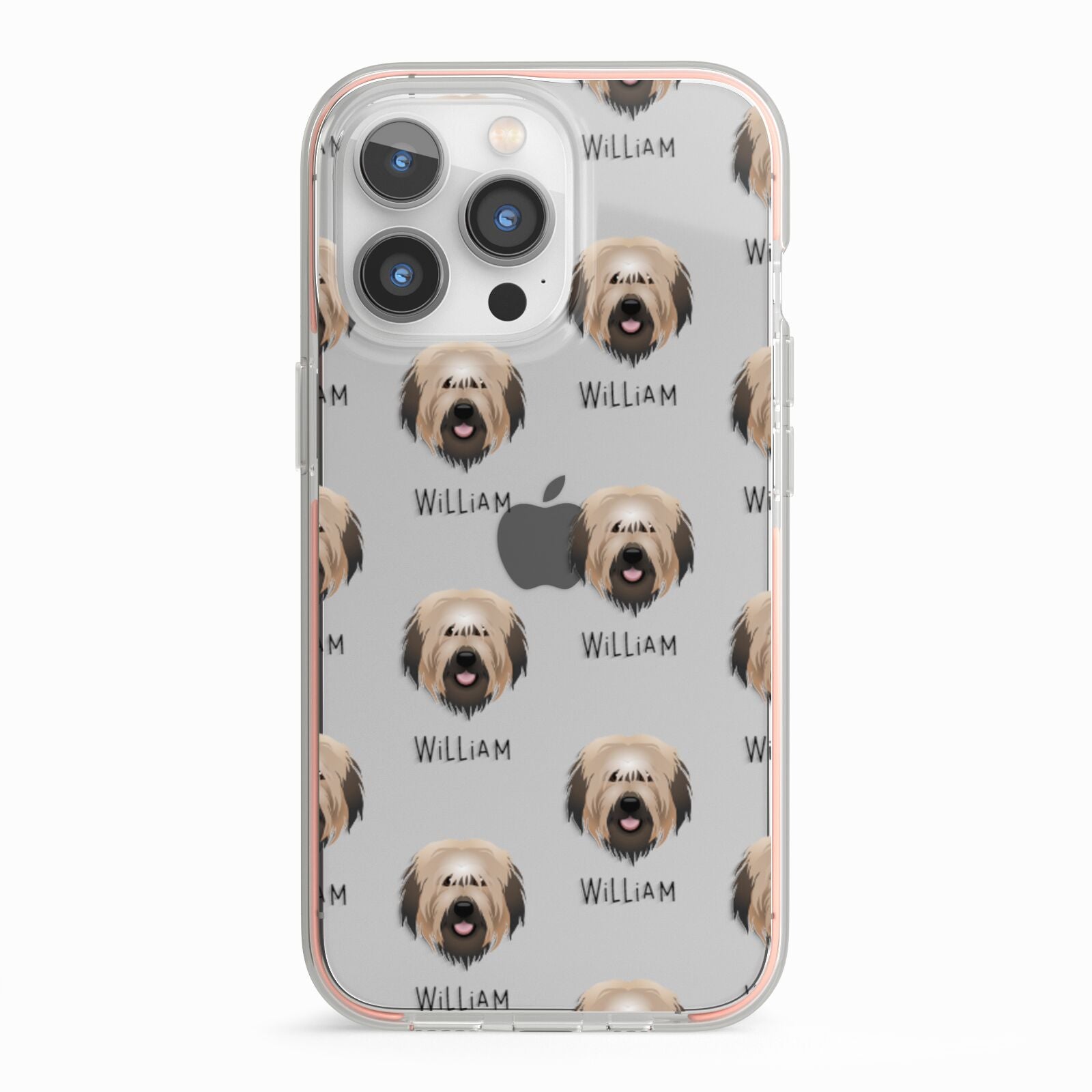 Catalan Sheepdog Icon with Name iPhone 13 Pro TPU Impact Case with Pink Edges