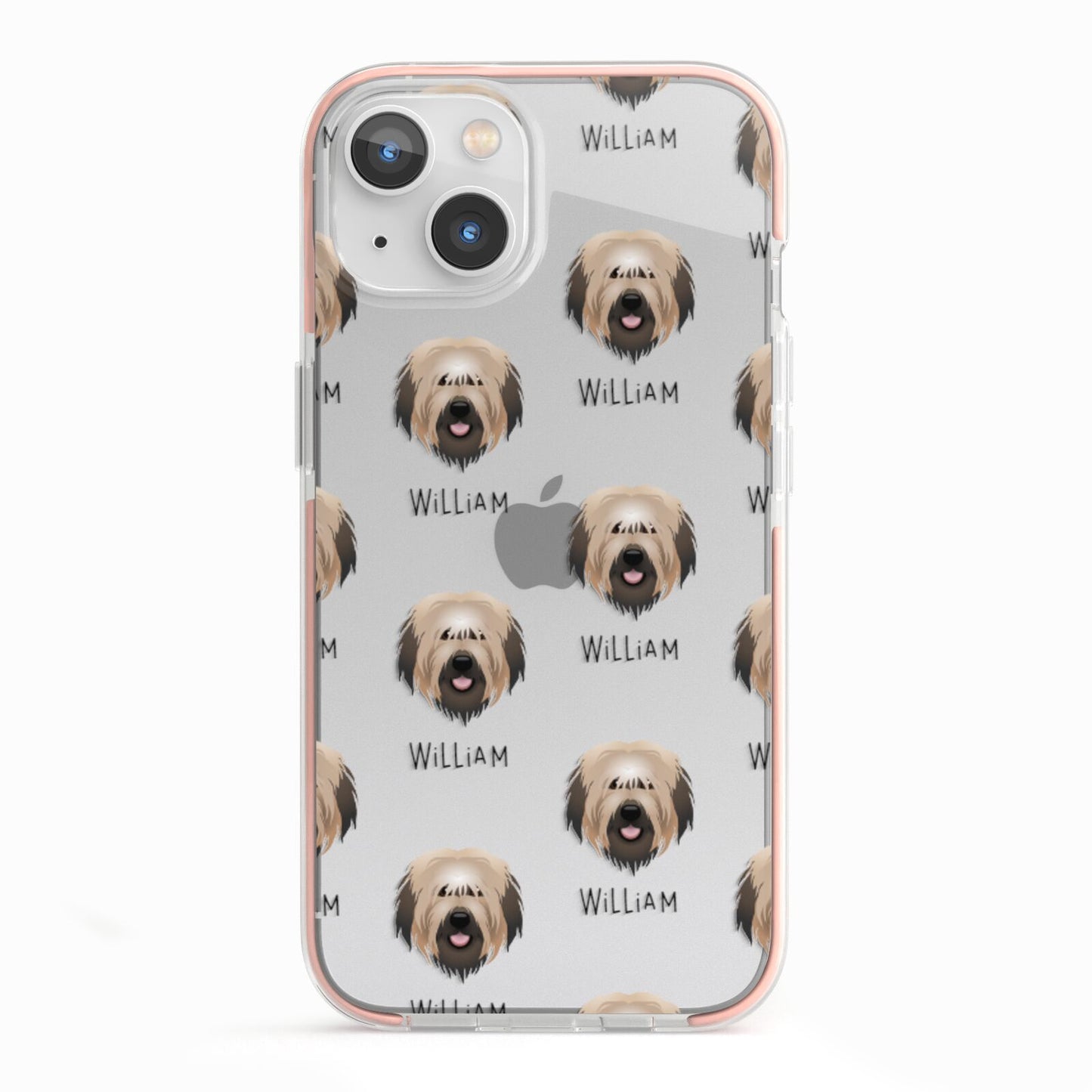 Catalan Sheepdog Icon with Name iPhone 13 TPU Impact Case with Pink Edges