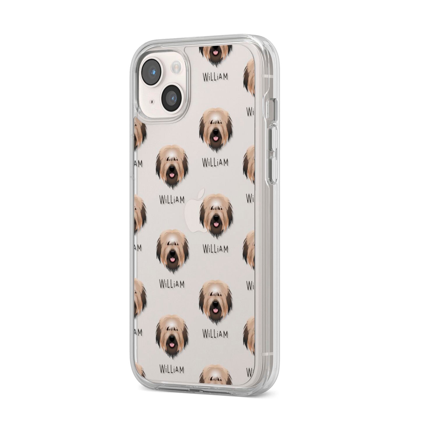 Catalan Sheepdog Icon with Name iPhone 14 Plus Clear Tough Case Starlight Angled Image