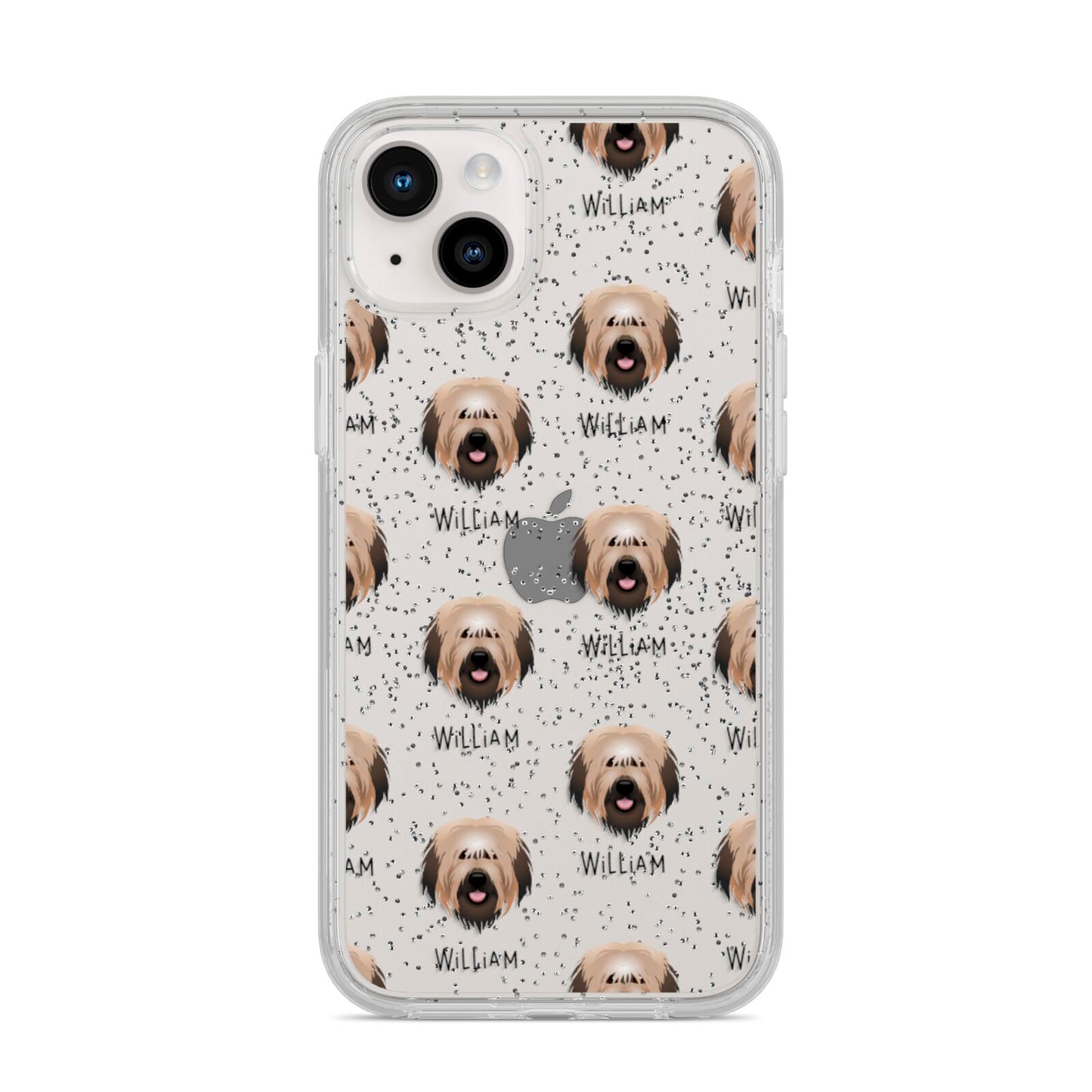 Catalan Sheepdog Icon with Name iPhone 14 Plus Glitter Tough Case Starlight