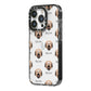 Catalan Sheepdog Icon with Name iPhone 14 Pro Black Impact Case Side Angle on Silver phone