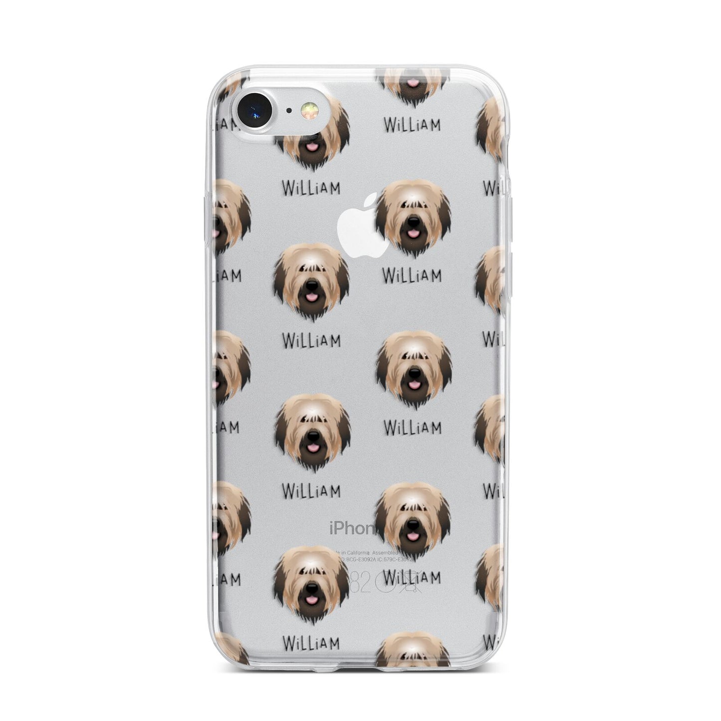 Catalan Sheepdog Icon with Name iPhone 7 Bumper Case on Silver iPhone