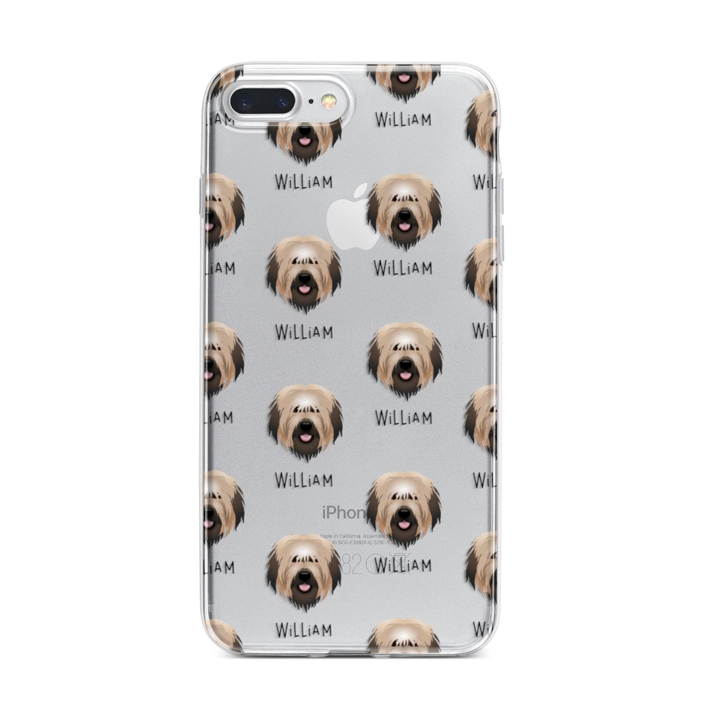 Catalan Sheepdog Icon with Name iPhone 7 Plus Bumper Case on Silver iPhone