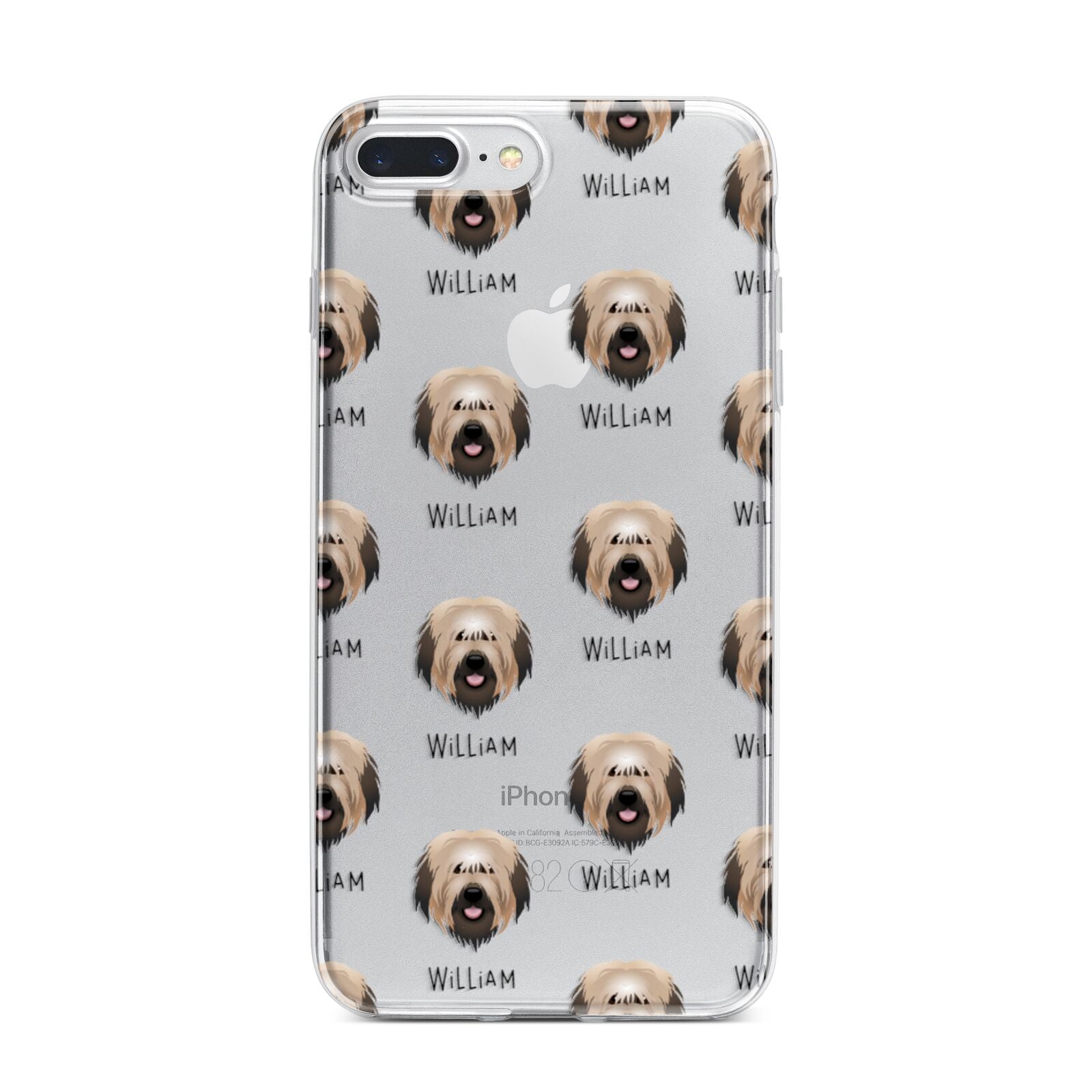 Catalan Sheepdog Icon with Name iPhone 7 Plus Bumper Case on Silver iPhone