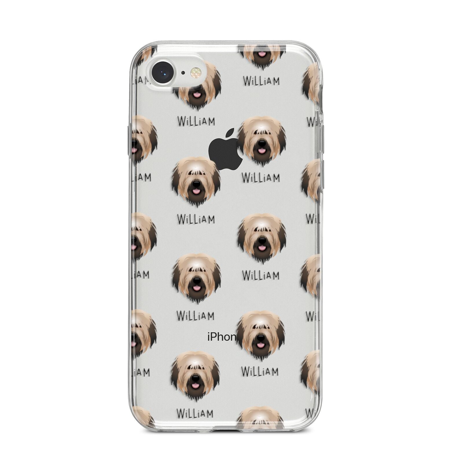 Catalan Sheepdog Icon with Name iPhone 8 Bumper Case on Silver iPhone