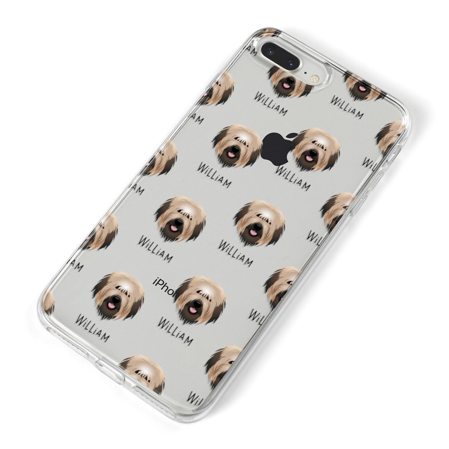 Catalan Sheepdog Icon with Name iPhone 8 Plus Bumper Case on Silver iPhone Alternative Image