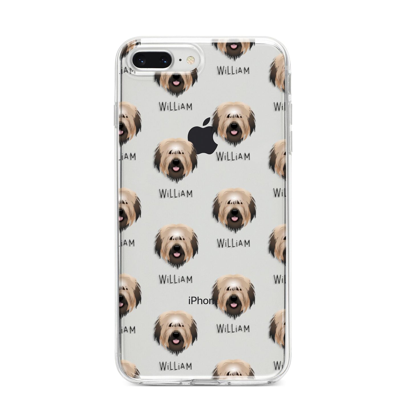 Catalan Sheepdog Icon with Name iPhone 8 Plus Bumper Case on Silver iPhone