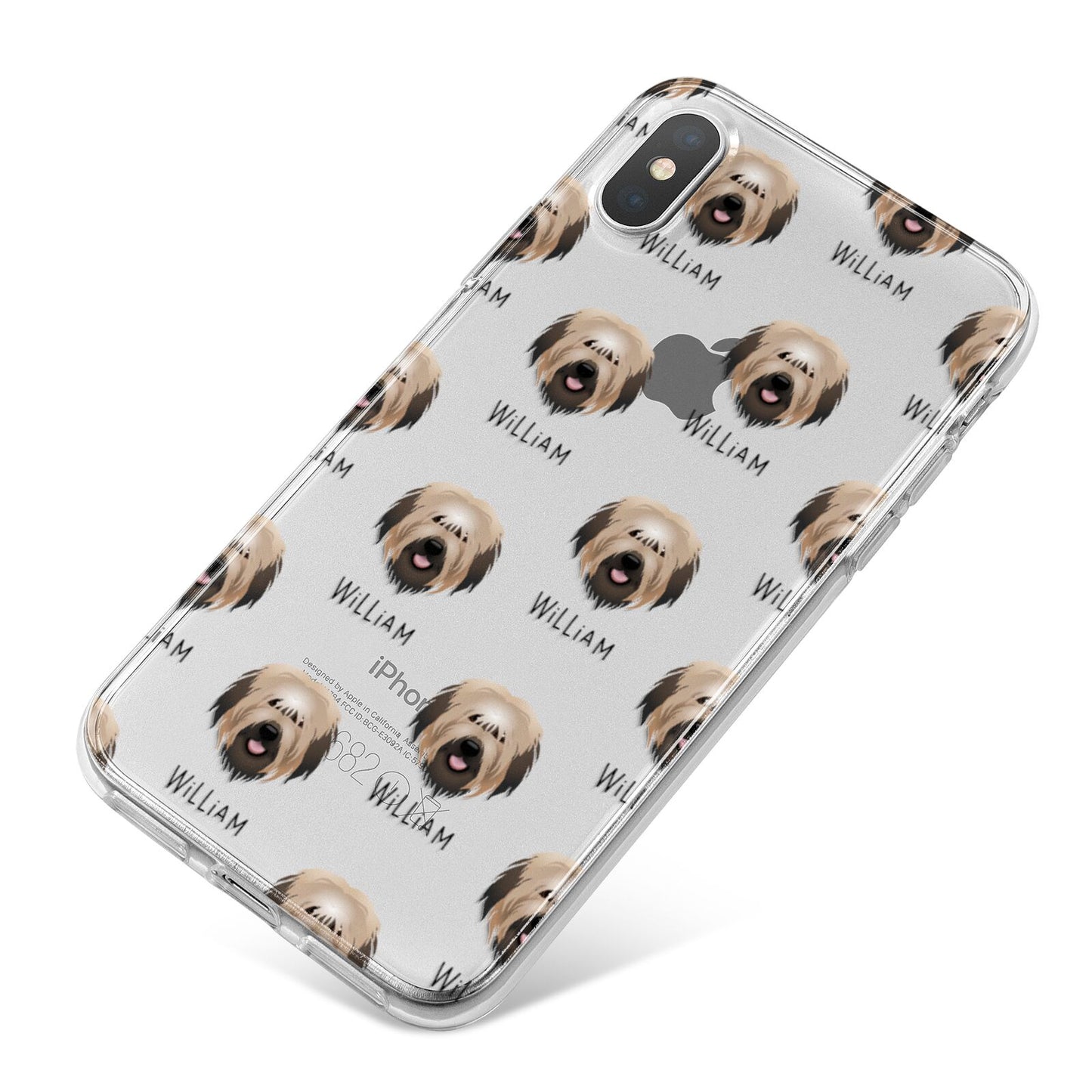 Catalan Sheepdog Icon with Name iPhone X Bumper Case on Silver iPhone