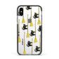 Cats on Broomsticks Halloween Apple iPhone Xs Impact Case Black Edge on Silver Phone