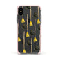 Cats on Broomsticks Halloween Apple iPhone Xs Impact Case Pink Edge on Black Phone