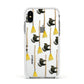 Cats on Broomsticks Halloween Apple iPhone Xs Impact Case White Edge on Silver Phone